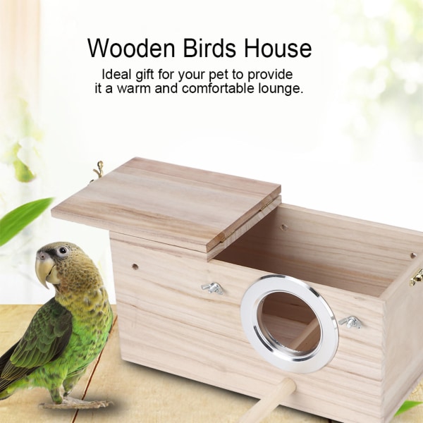Wooden Durable Birds Nest Box Cockatiels Bird Breeding Box House Decoration