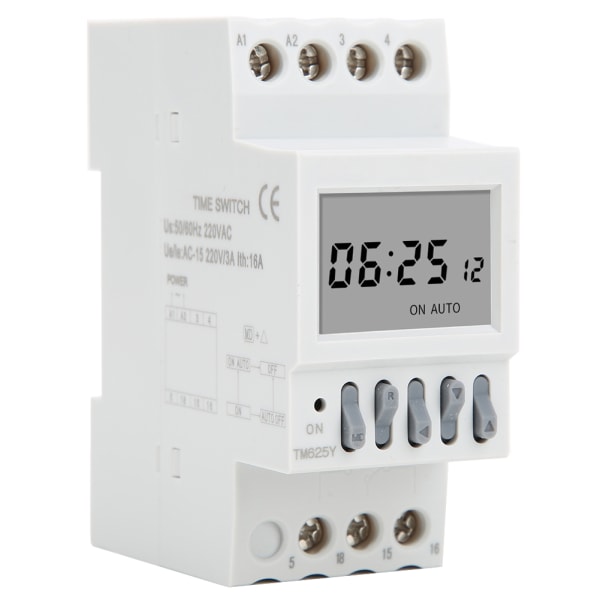 TM625Y Årssyklus Timer Relé Strømbryter Timer Din Rail 12 På 12 Av AC220V