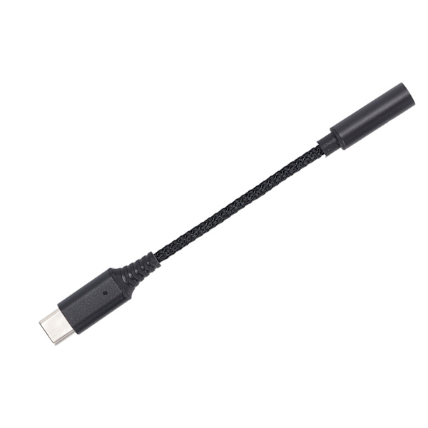 USB-C til 3,5 mm hodetelefonkontakt Adapter Type C Hodetelefonadapter Aux Audio Nylon Flettet Kabel Svart