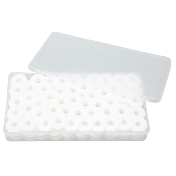 100 stk plast symaskine spoler blank kant bærbare plastik spoler med etui til flad symaskine