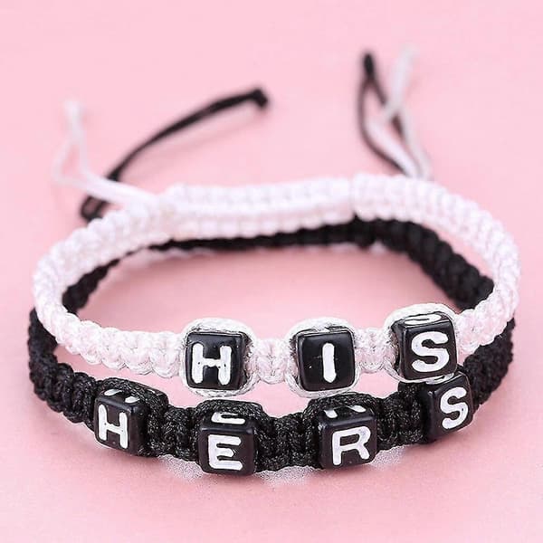 Kvinnor handgjorda vävda par kedja flätat bokstav vitt armband