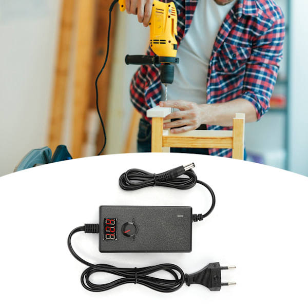 Justerbar 3-12V 3A hastighedskontrol spændingsreguleret strømforsyning adapter oplader med display skærm 100-240VEU stik