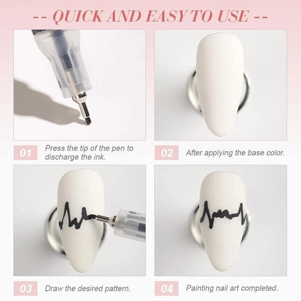 Nail Art Painting Pen 1 mm Kärki Nopeasti Kuivuva Akryylimaali Graffiti Kynä Tee itse kynsien kauneustyökalu akryylisille luonnollisille geelikynsille