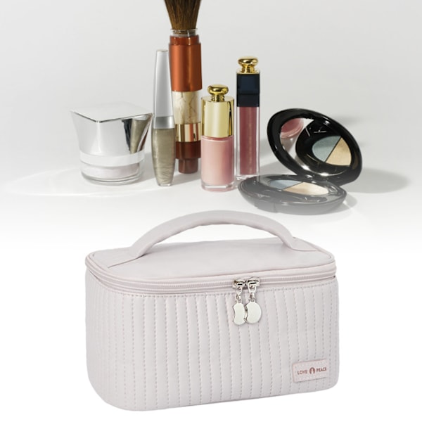 PU Open Lid Cake Shape Make Up Taske Kosmetisk Opbevaringspose Blød Farve Bærbar Makeup Taske Lyselilla