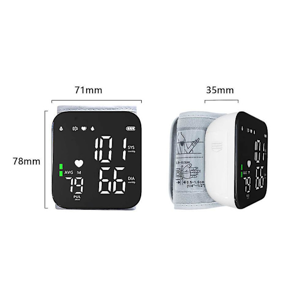 Automatisk Talande Armbandsblodtrycksmätare med Fullskärms LED-Display