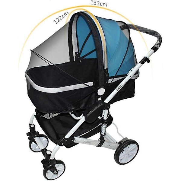Universal Myggnett for Barnevogn, Baby Pram Myggnett - Sammenleggbart Baby Myggnett for Barnevogn, Anti-insektbeskyttelse for Babyer, Vaskbart (Svart)