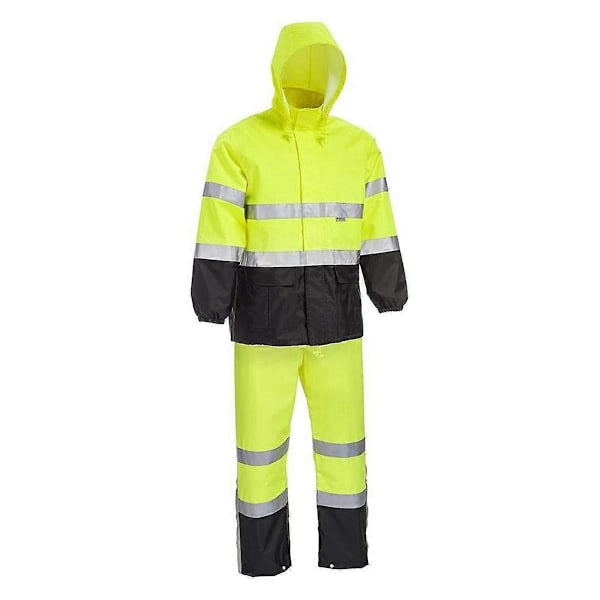 Unisex Hi-Vis Regnsæt Jakke og Smækbukser med Farveblokering One Size