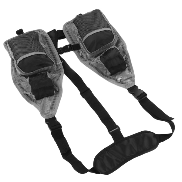 Fluefiskevest pustende lett svart grå Oxford-stoff multi-lomme vest for camping