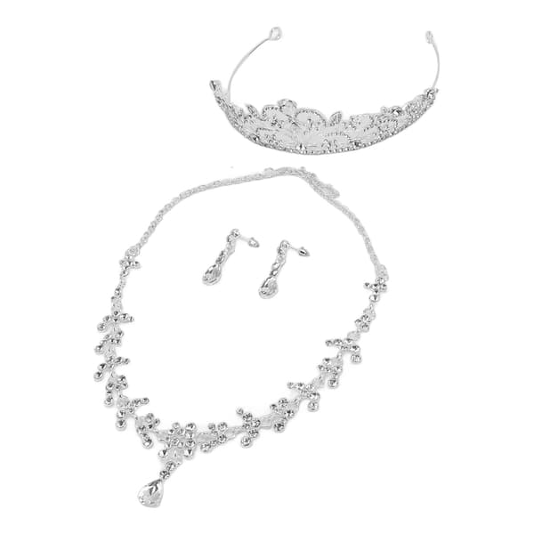 Bröllopskrona Smyckesset Strass Silverfärg Legering Allergivänligt Halsband Kronset
