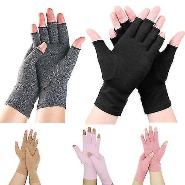 Arthritis Relief Kompressionshandsker uden fingre til gigt smertelindring - Hudfarve - Medium