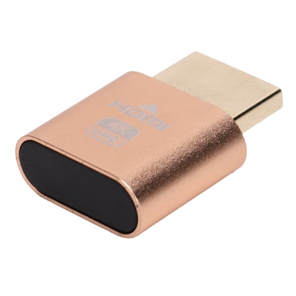 High Definition Multimedia Interface Dummy Plug HotSwappable 4K Skjermemulator (Gull)