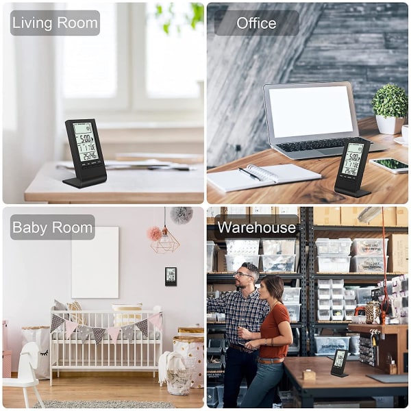 Sort LCD innendørs digitalt termo-hygrometer termometer