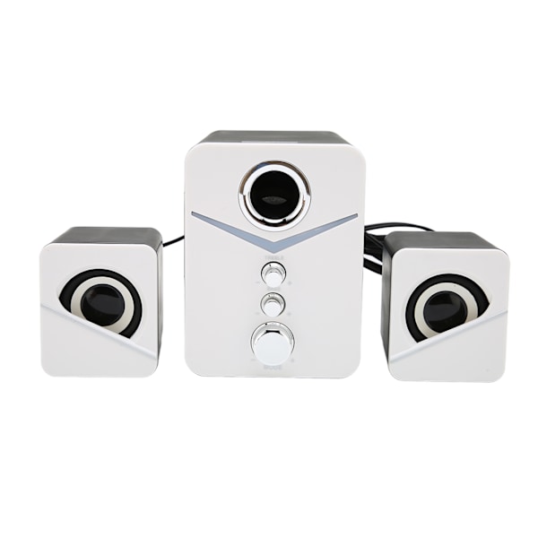 D-221 Bluetooth-computerhøjttaler med dyb bas, 2.1-kanals mini-skrivebordshøjttaler til bryllupsfest, hvid