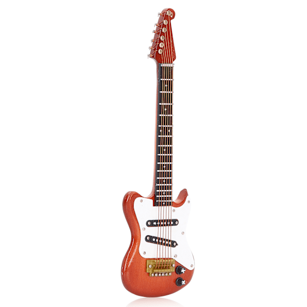 5,9 tommers miniatyr gitarmodell, delikat miniatyr musikkinstrument gitarmodell kaffe med gulltau