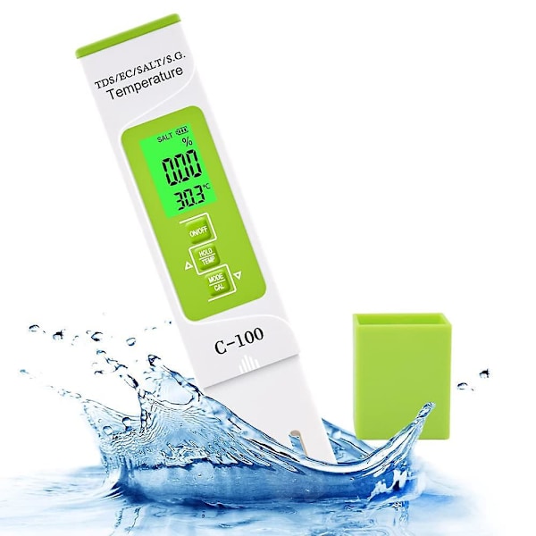Pool Salt Tester, 5 i 1 Salthalts-/Temp-/EC-/S.G-/TDS-mätare, Digital Poolvattentestare, Högprecisions Salthaltsmätare