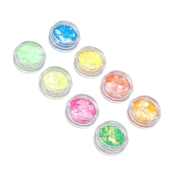8 lådor nagelkonst paljetter DIY nagelkonst glitter flingor pulver manikyr dekorationer