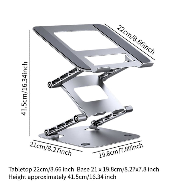 Laptopställ för Skrivbord för Laptop upp till 17 Tum Läsa 2 Nivåer Laptop Riser argent