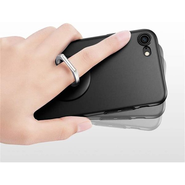 Sølv Finger Ring Telefon Holder Stand Metal 360 graders rotation til iPhone Samsung Galaxy Note Huawei Series