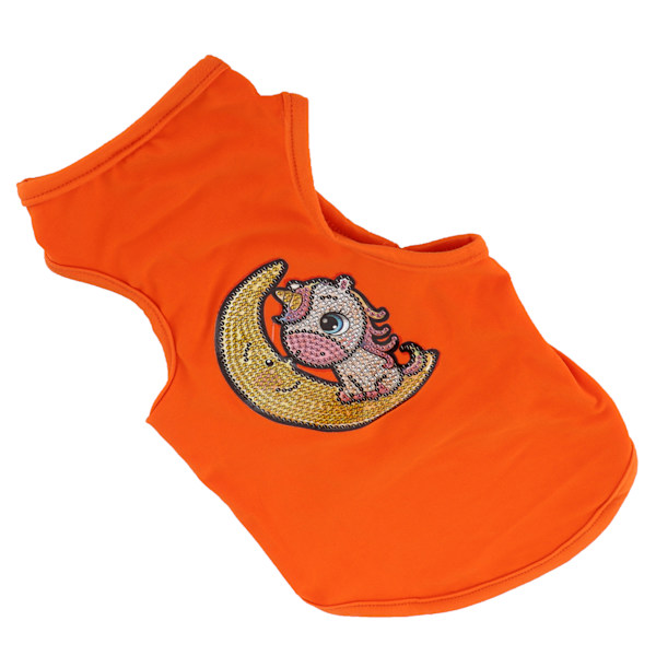 Hundtröja Mjuk Andningsbar Rhinestone Målad Husdjur Pyjamas Ärmlös Valpsweatshirt för Hundkläder Orange S