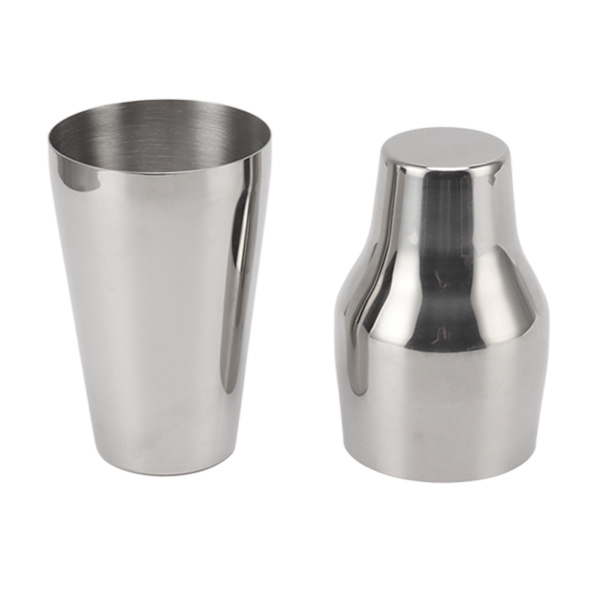 Rustfrit ståldrinkshaker i fransk stil, 2 sektioner, Martini-mixer, drinkshaker til bar, hjem, camping, picnic, sølv
