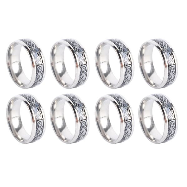 8 stk. Dragemønsterring Mænd Rustfrit Stål Moderigtig Elegant Ring Smykketilbehør til Datingfest