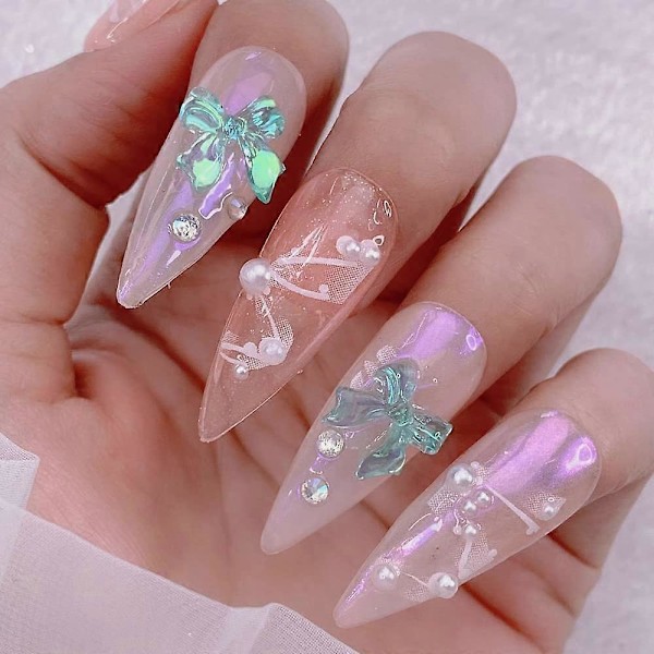 36 st 3D Aurora Resin Rosett Nageldekoration Fjärilsrosett Nagelberlocker Färgglada Nagelberlocker Nitsats Färgglad Rosett för Nagelkonstdesign Nagelkonst