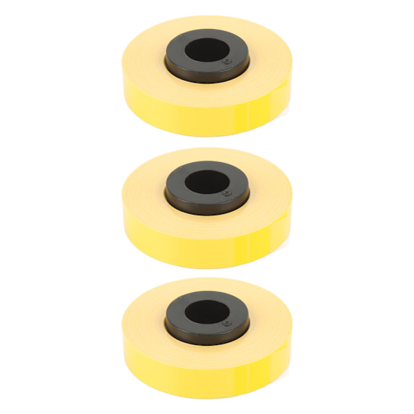 3 ruller etiketmaskintape, hver 26,2 fod lang, 9 mm bred, rivefast PET-etiketmaskintape-refill til MAX LM 370 380 390 gul