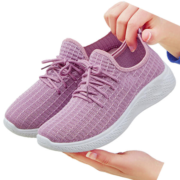 Kvinners Gåsko Lettvekt Casual Løpesko Lav Topp Pustende Overdel Anti Skli Sport Sneakers Vår Høst Stil Lilla Størrelse 36