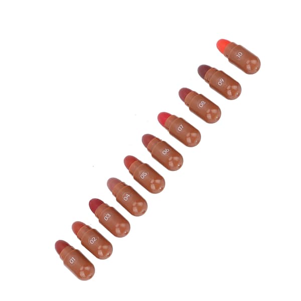 Kapsel læbestiftsæt 10 farver langtidsholdbar non-stick mini læbeglans makeup gave til kvinder