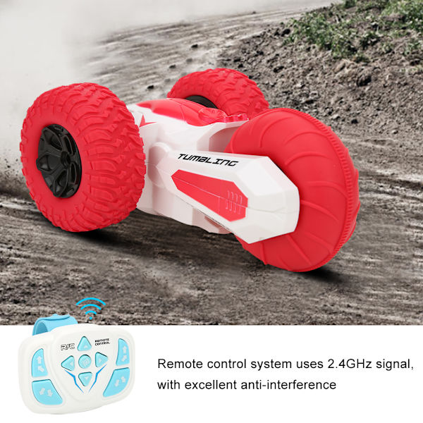 USB 1/24 Scale 2.4G Kolmipyöräinen Pyörivä Stunt Car Kid -kaukosäädinlelu (punainen)
