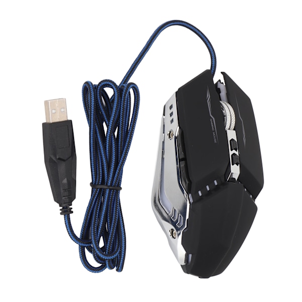 Gamingmus med optisk motor, anpassad programmering, metallmålningsprocess, hålslagningsprocess, USB-kabelmus