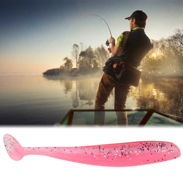 20 STK 7,5 cm myk plast fiskesluk t hale Grub orm agn fiskeutstyr tilbehør (rosa)
