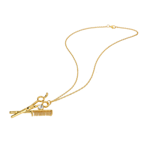 Saks og kam vedhæng halskæde legering saks kam ornamenter udsøgt frisør stylist vedhæng guld