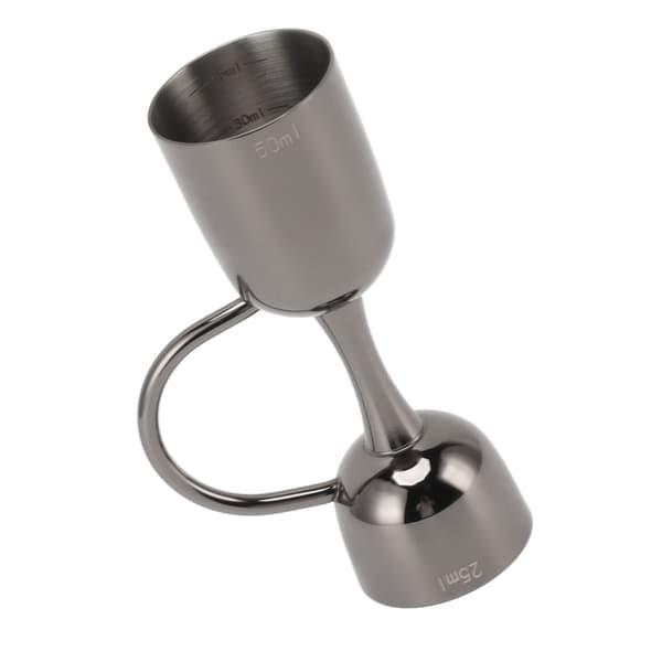 Dobbeltsidet Cocktail Bell Jigger Rustfrit Stål Dobbeltende Vinmålebæger Jigger til Bar Bartender Sort Belægning
