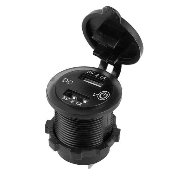Dobbelt USB-biloplader lighterstik bilmodifikation med voltmeter 1224V 2.1A+2.1A (rød indikator)