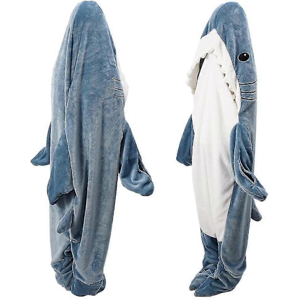 Haj-tæppe Hoodie til voksne - Superblødt og behageligt bærbar fleece-plaid - Hajhale sovepose S