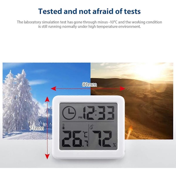 Digital Hygrometer Termometer Indendørs Hygrometer Ultratynd Temperatur Fugtighedsmåler med Stor