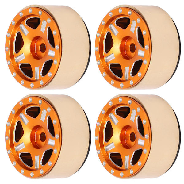 4 kpl RC Bead Lock -napoja alumiiniseoksesta messinki RC ajoneuvon renkaiden napoja Axial SCX24 1/24 oranssi