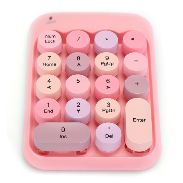 Mini 2,4G trådløst numerisk tastatur Vintage fargerik rundhette Num-tastatur Vanntett 18-taster for finansregnskap