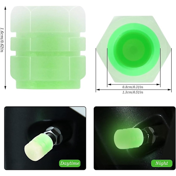Glødende Dækventilhætter (10 stk) - Universal til Bil, Lastbil, SUV, Motorcykel, Cykel
