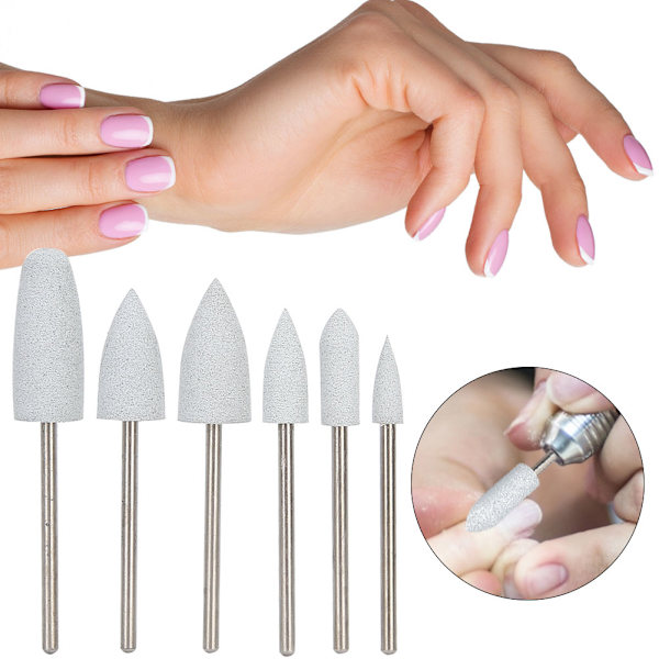 6st Nagelborr Nail Art Drill Manikyr Sliphuvud Nagelpoleringsbits Tillbehör06