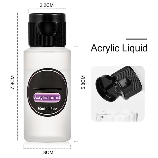 Nagel Akrylpulver Set Akryl Nagelkonst Kits Akrylpulver med Flytande Set