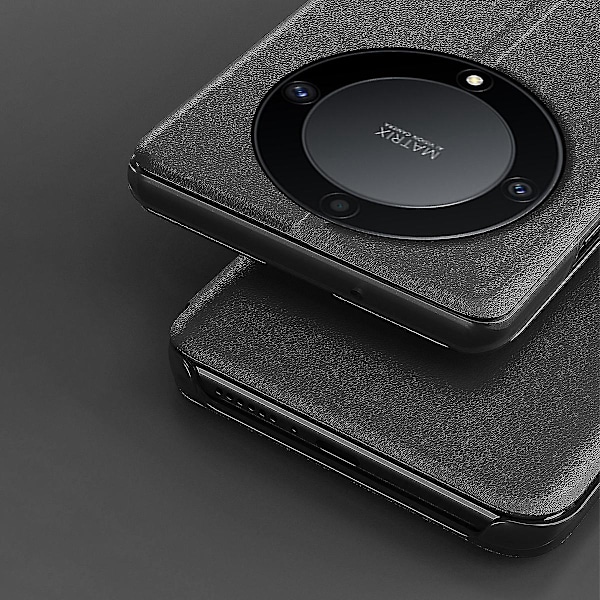 kompatibel Honor Magic 5 Lite 5g /x9a 5g PU Lær Shell Side View Vindus Stativ Deksel Telefon Cover - D Grønn