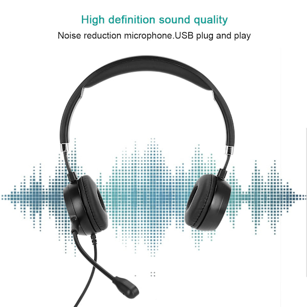 Telefon Trafik Øretelefon Service Kommunikasjon Datamaskin Headset USB Wire Control Klar Lydkvalitet Hodetelefon