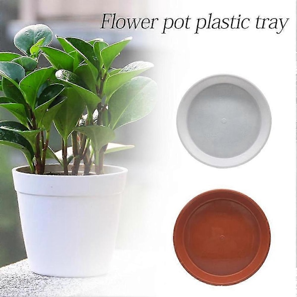 10 st plast runda hem trädgård blomkruka bricka svart 30cm x 2.7cm