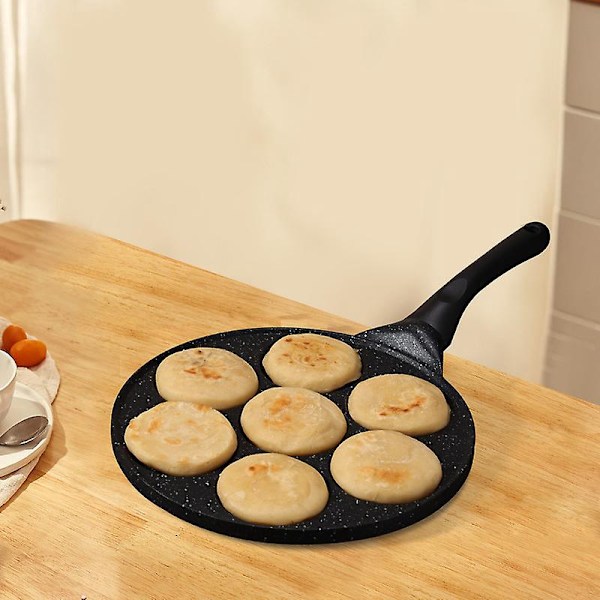Mini Pandekagepande til 7 Flapjacks Non-stick Grillplade Nem Rengøring Perfekt til Børn Gave eller Ferie Morgenmad