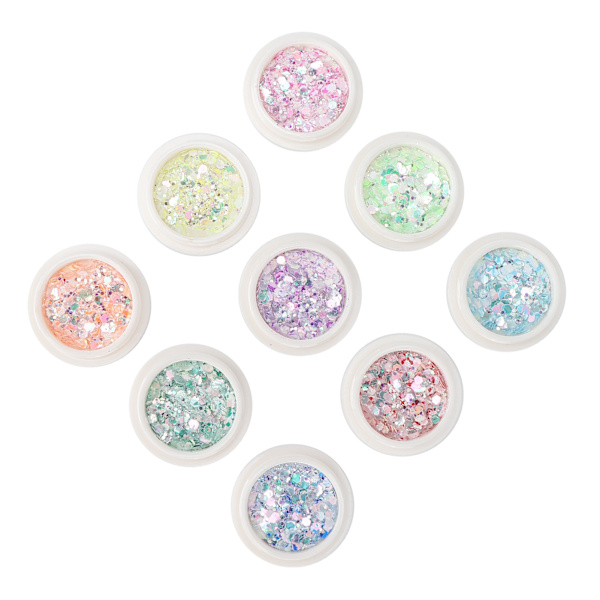 9 lådor nagelkonst paljetter DIY nagel holografiska glitter flingor pulver manikyr dekoration