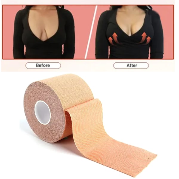 BH Tape självhäftande Andas Engångs Stretchig Hudfärg Vattentät Push Up Bröstlyft Bröstvårtskydd BH Tape Bröstvårtskydd 3 X 2in