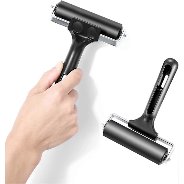 10 cm Brayer-rulle, gummibrayer-rulle med 11 cm (4,3 tommer) håndtak, malings- og blekkrulleverktøy for stempling og utklippsbøker, silketrykk