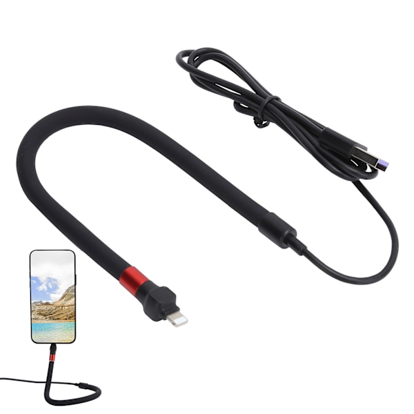1,2 m datakabel Hurtiglading Bøybar Universal Desktop Telefonholder for IOS-grensesnitt Svart